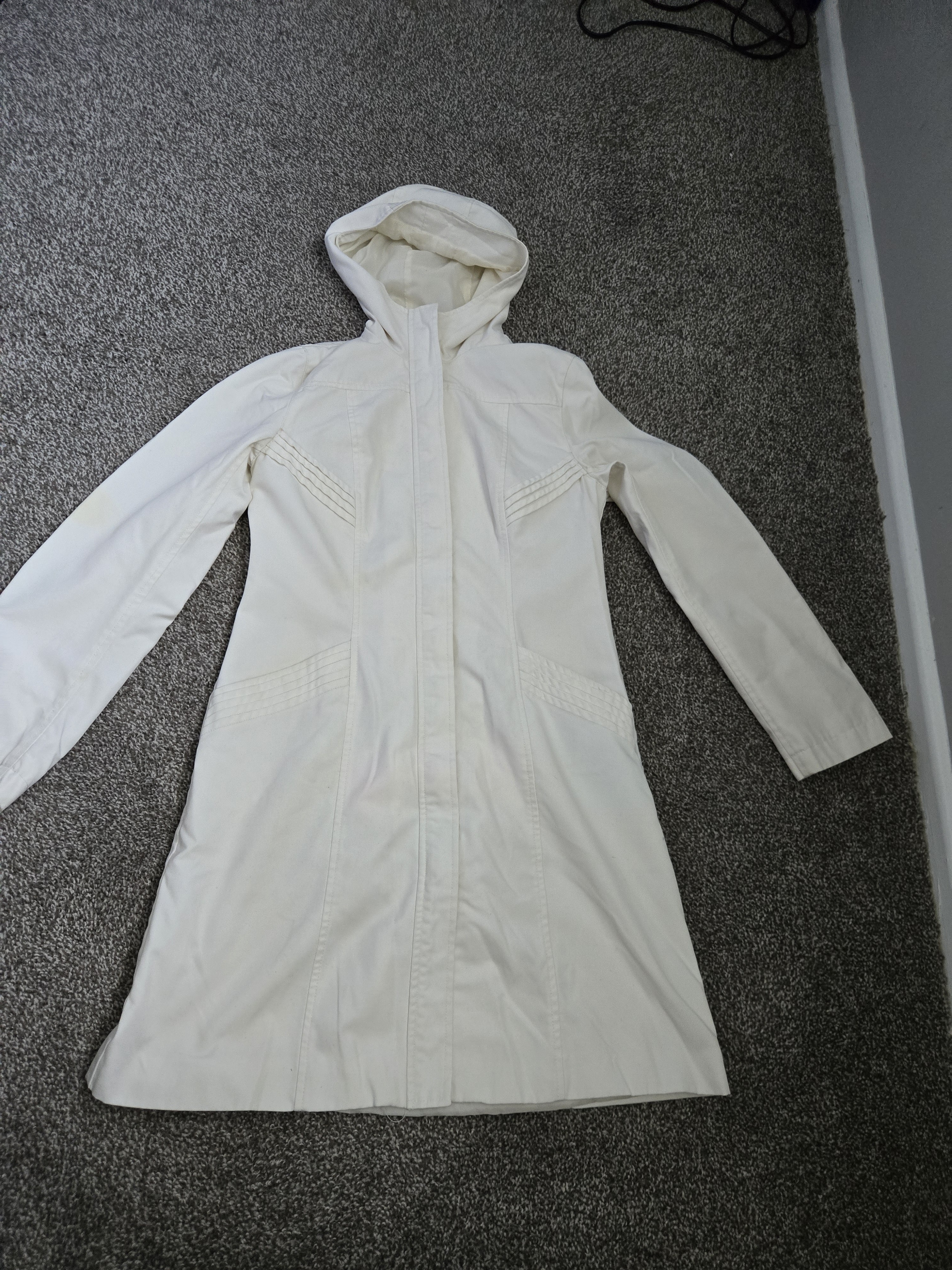Divided Cream Hooded Trench Coat
